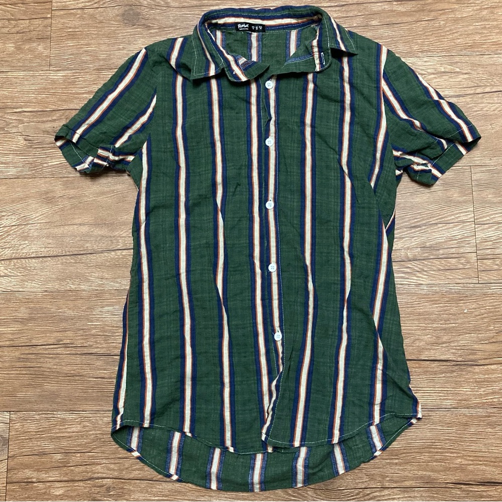 Romwe Button Up Shirt Striped